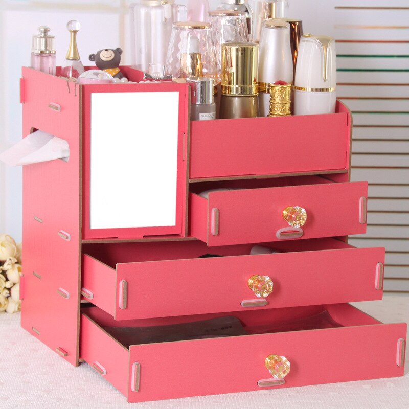 3 Layers Wooden Holder Large Cosmetic Makeup Jewelry Lipsticks Storage Organizer