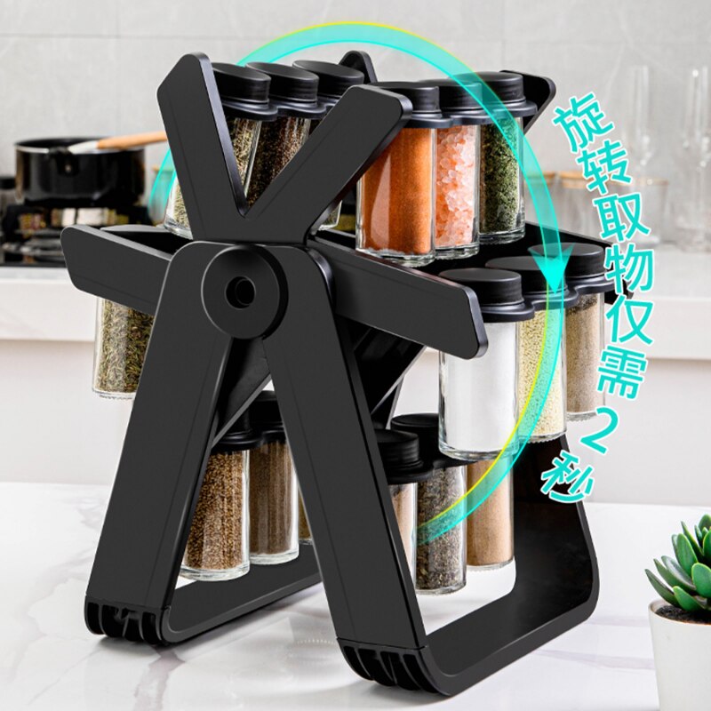 Kitchen Accessories Ferris Wheel Rotating Glass Seasoning Rack