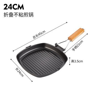 Non-stick Folding Steak Pot Chickened Striped Square Grill Plate Kitchen Tools