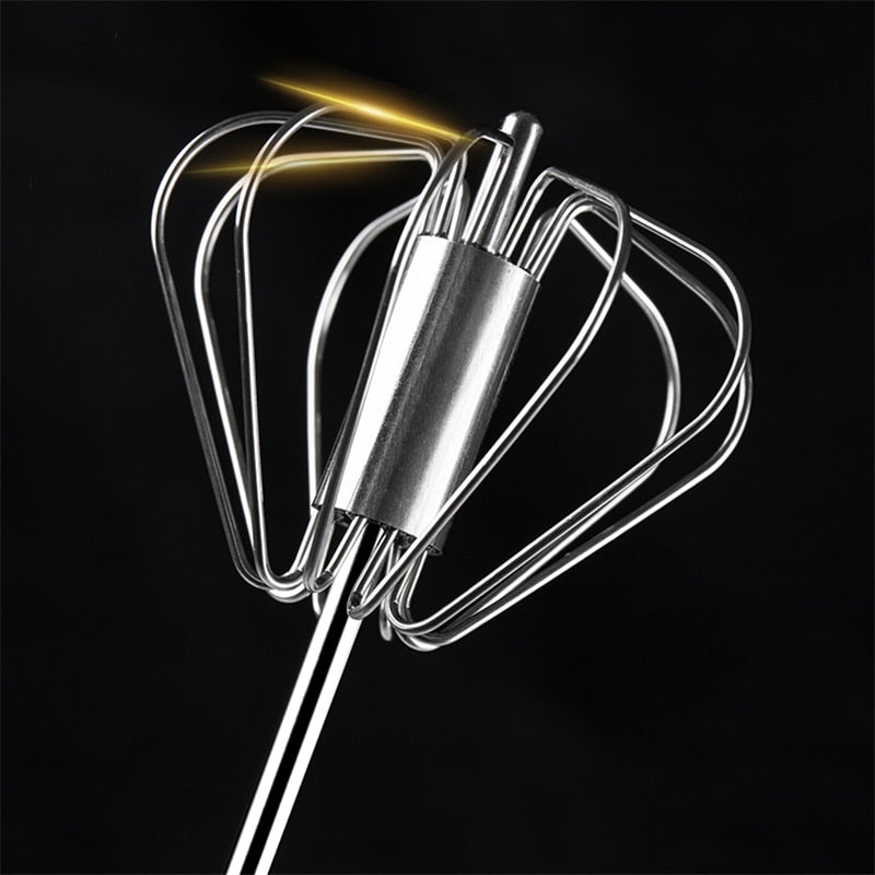 Semi Automatic Mixer Egg Beater Manual Self Turning Stainless Steel Easy Whisk Hand Blender