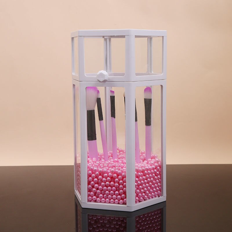 dust-proof eye shadow brush storage box with colorful pearls