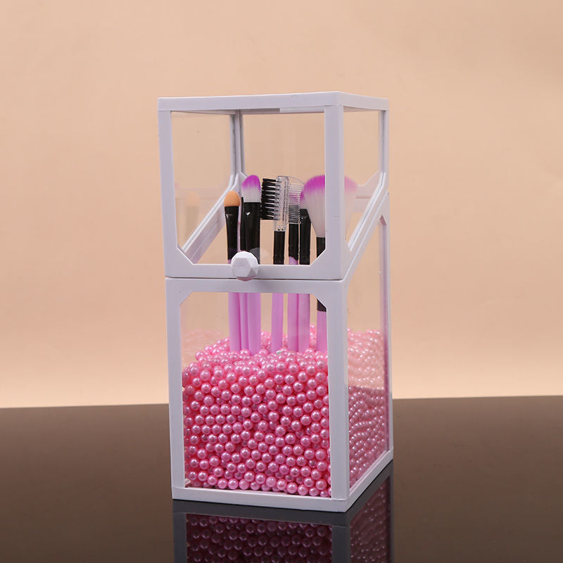 dust-proof eye shadow brush storage box with colorful pearls