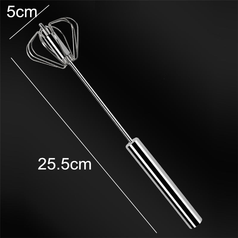 Semi Automatic Mixer Egg Beater Manual Self Turning Stainless Steel Easy Whisk Hand Blender