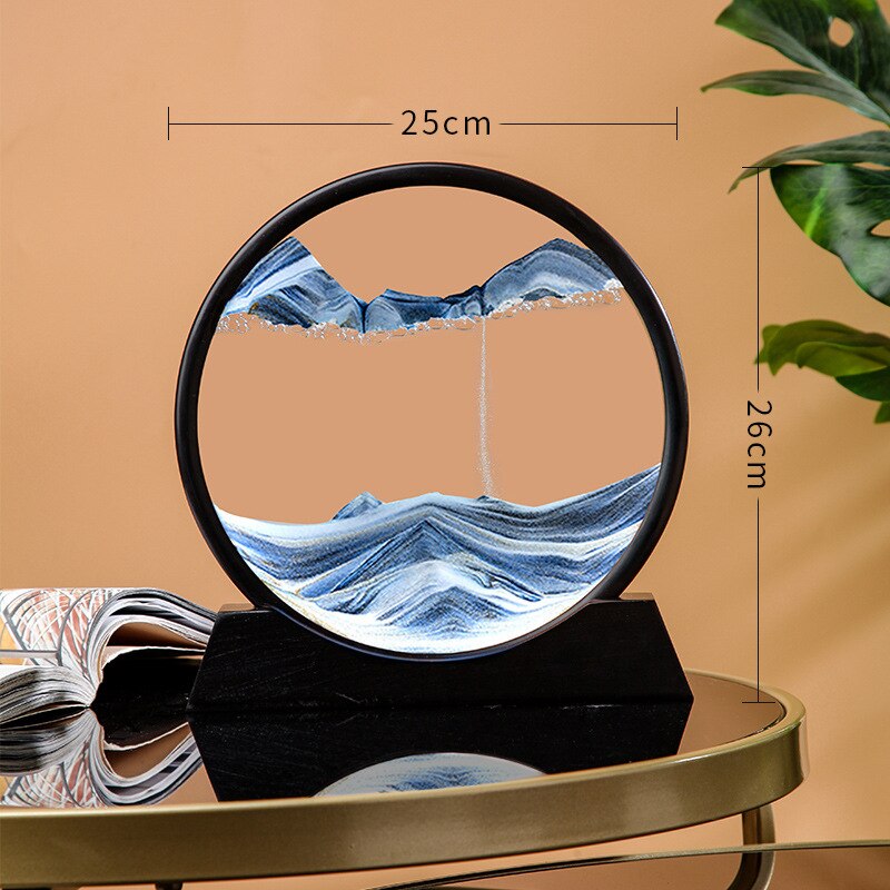 Moving Sand Art Picture Round Glass 3D Hourglass Deep Sea