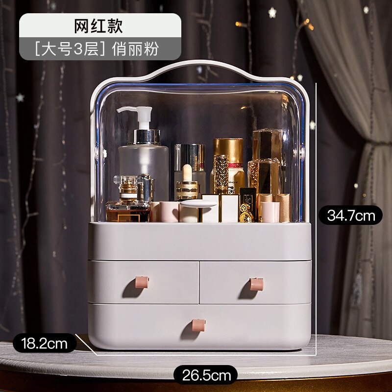 Transparent Portable Cosmetic Box Large Desktop Organizer