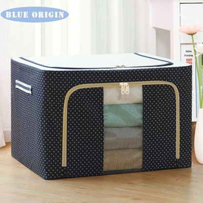 Big Space 65L Oxford Cloth Steel Frame Storage Box Clothes Folding Storage Box