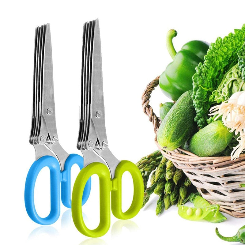 Stainless Steel Vegetable Scissors 5 Blades Scallion Scissors