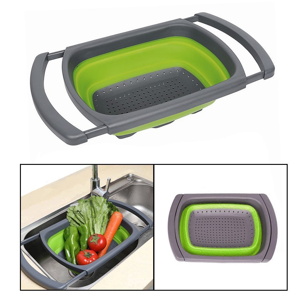 Collapsible Kitchen Colander Fruit Vegetable Strainer Drainer Washing Basket