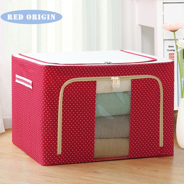 Big Space 65L Oxford Cloth Steel Frame Storage Box Clothes Folding Storage Box