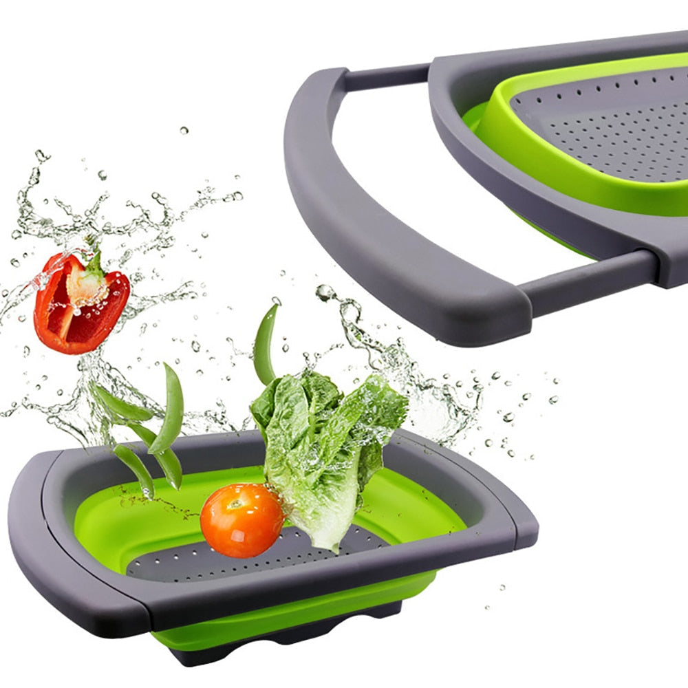 Collapsible Kitchen Colander Fruit Vegetable Strainer Drainer Washing Basket