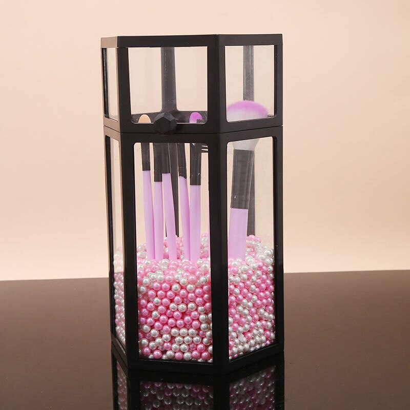 dust-proof eye shadow brush storage box with colorful pearls