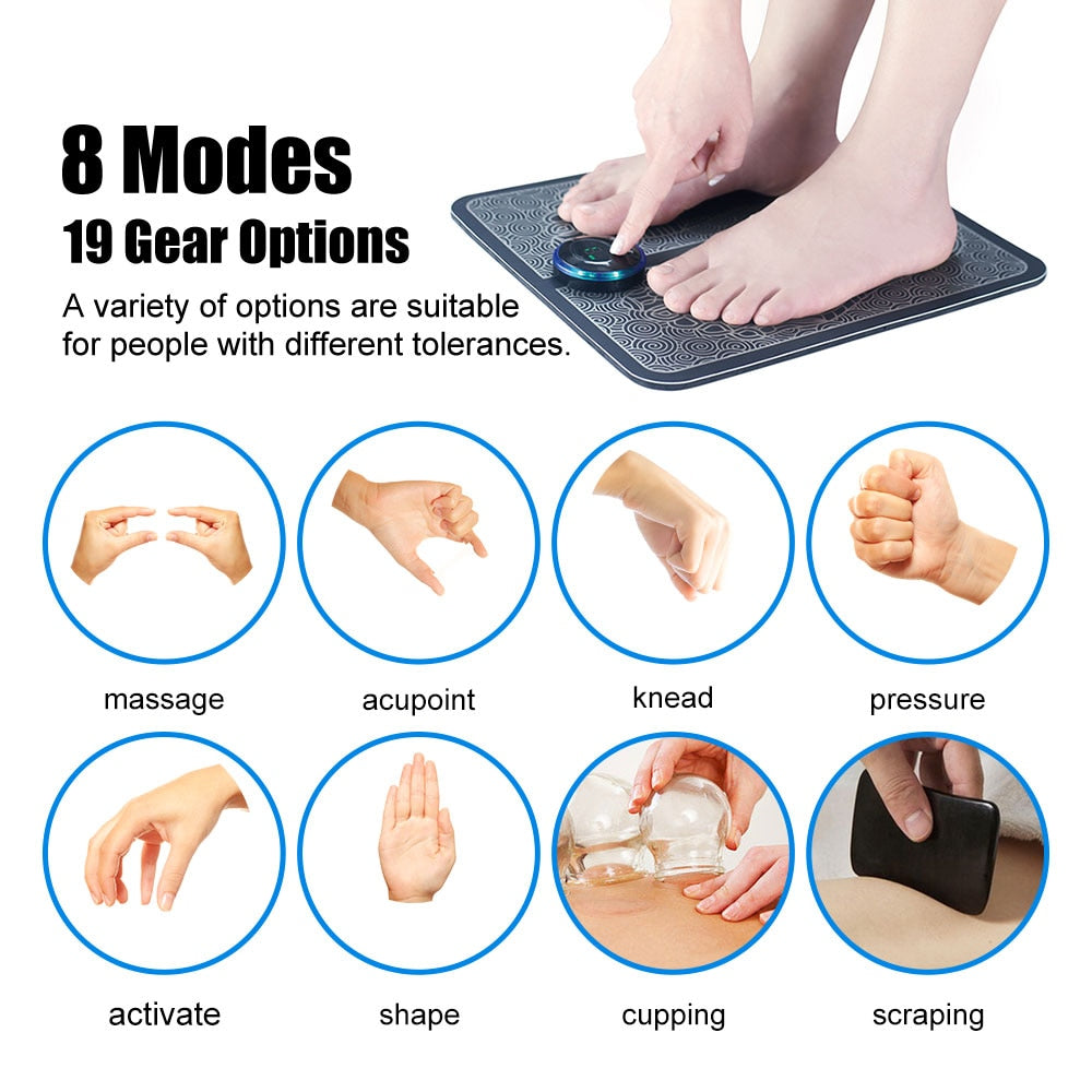 Electric EMS Foot Massager Pad Portable Foldable Massage Mat