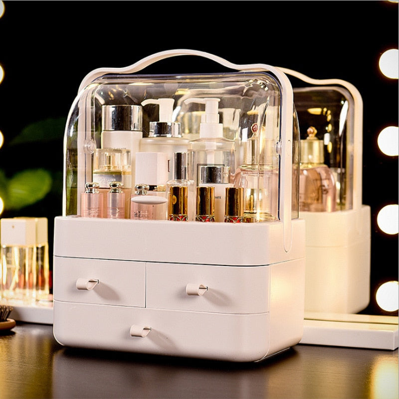 Transparent Portable Cosmetic Box Large Desktop Organizer