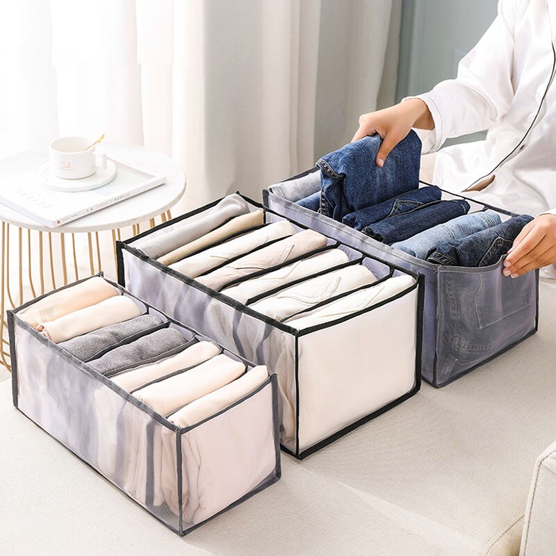 Clothes and pants fabric storage box with compartments for organizing  underwear, used in home wardrobe drawers for storage Only د.ب.‏ 1.90 بات  بات Mobile