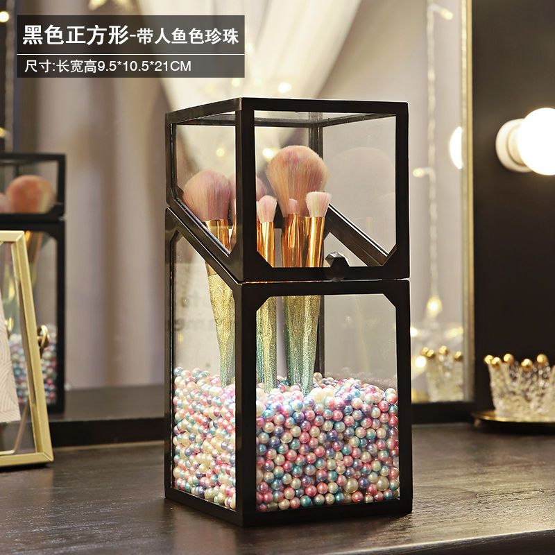 dust-proof eye shadow brush storage box with colorful pearls