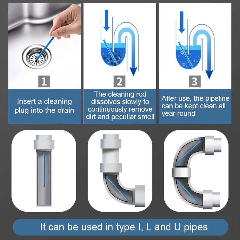 Kitchen Sink Sewer Cleaning Agent Washbasin Toilet Bathtub Pipe Cleaning Sticks