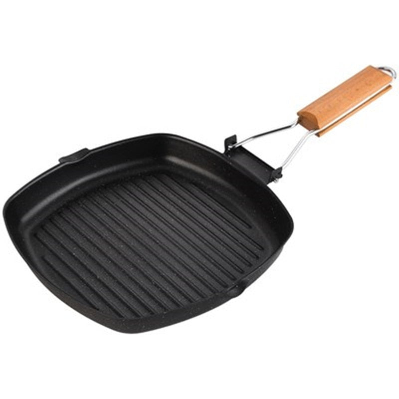 Non-stick Folding Steak Pot Chickened Striped Square Grill Plate Kitchen Tools