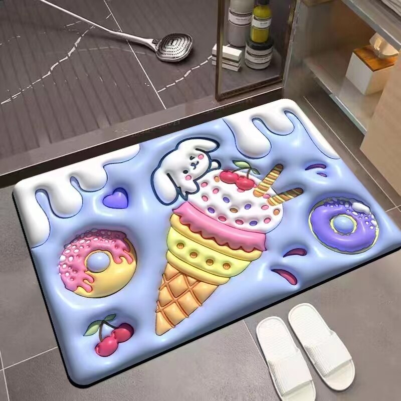 3D Diatom Mud Bath Mat Cartoon Bath Mat