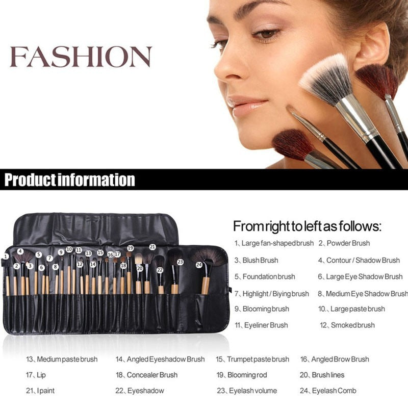 Gift Bag Of  24 pcs Makeup Brush Sets Professional Cosmetics Brushes