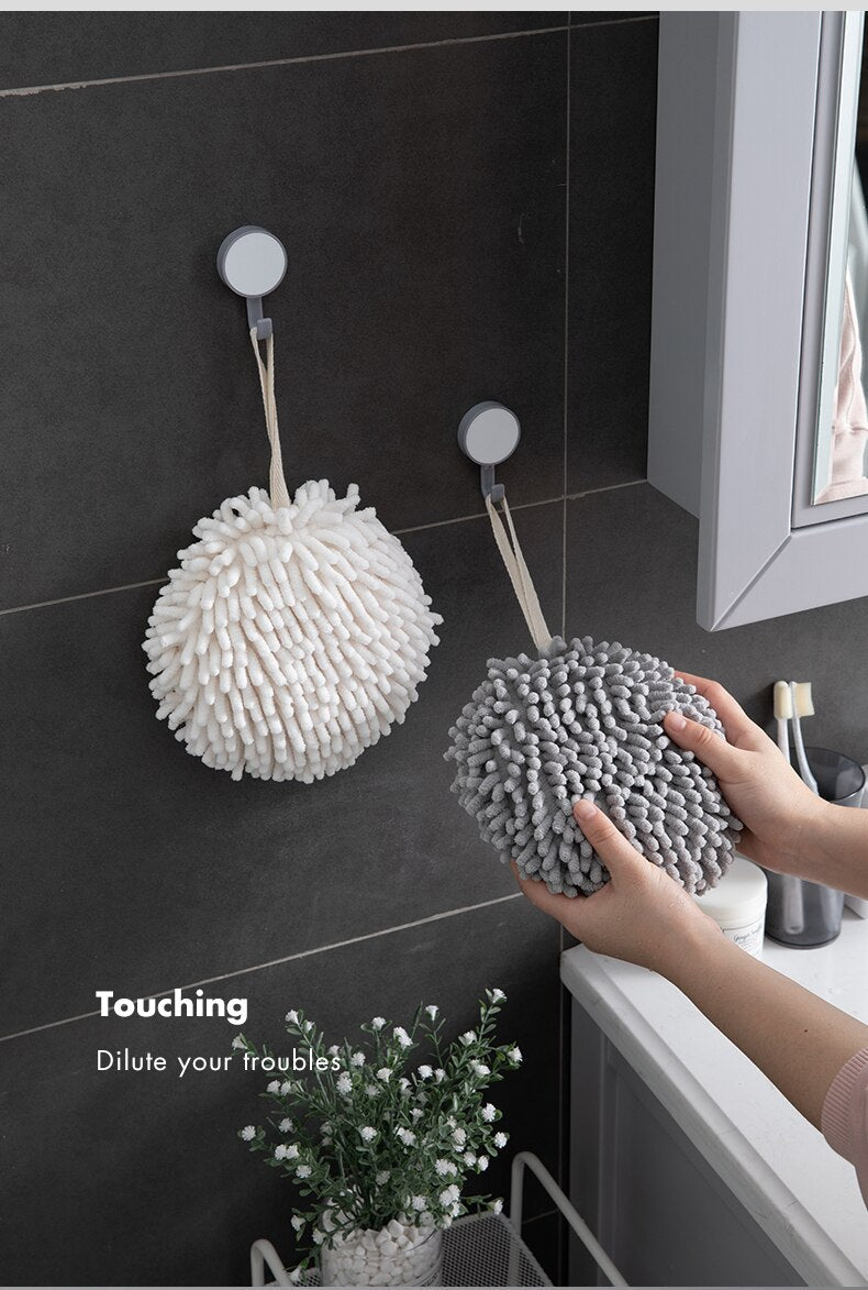 Kitchen Bathroom Hand Towel Ball with Hanging Loops