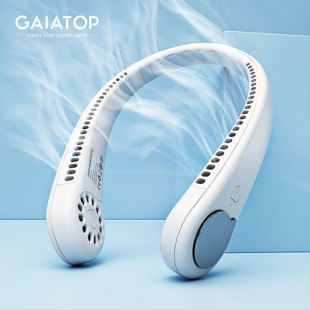 GAIATOP Portable Neck Fan Mini Wireless Electric Fans Bladeless USB Rechargeable Sports Cooling Fan For Outdoor Sports Travel