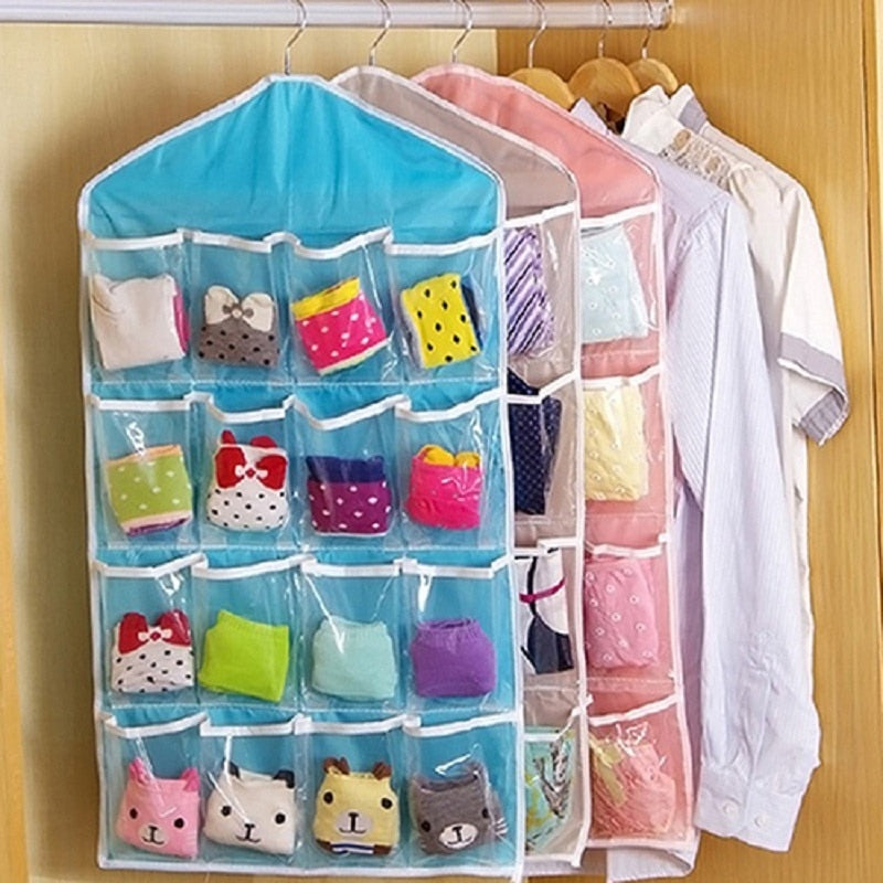 1pc 16 Pockets Wall Wardrobe Hanging Organizer