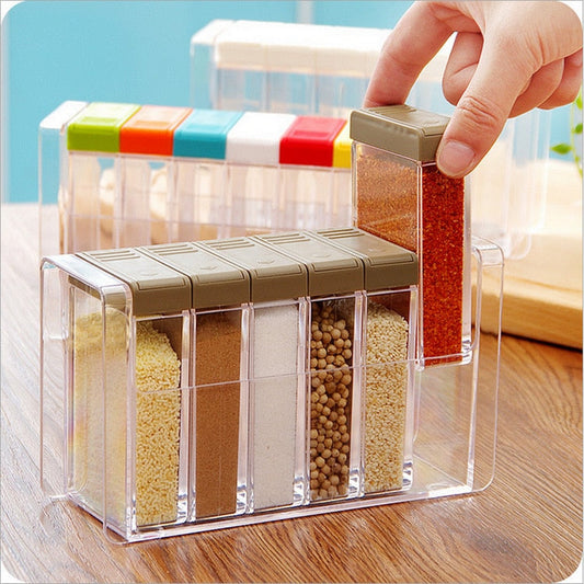 Transparent Spice Jar Set Salt and Pepper Seasoning Bottle Colorful Lid