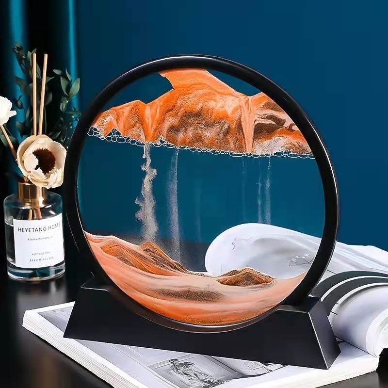 Moving Sand Art Picture Round Glass 3D Hourglass Deep Sea