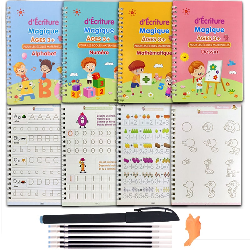 4pcs Children 3D Writing Sticker Practice English Copybook Kids For Calligraphy books