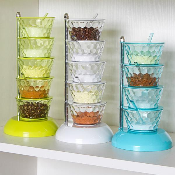 Vertical Rotatable Seasoning Box With Transparent Rotating Design