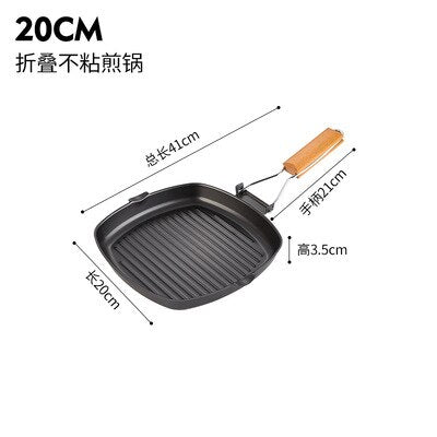 Non-stick Folding Steak Pot Chickened Striped Square Grill Plate Kitchen Tools