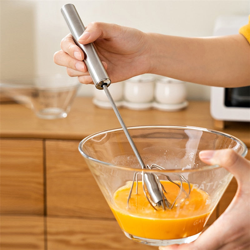 Mixer Egg Beater Manual Self Turning Stainless Steel Whisk Hand Blender Egg  Cream Stirring Kitchen Tools