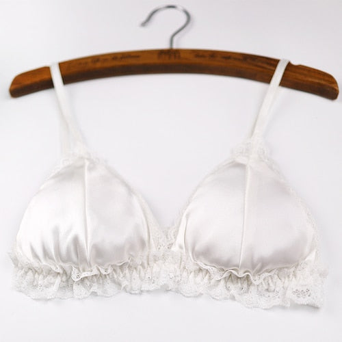 mulberry silk ultra-thin summer lace silk bra sponge detachable