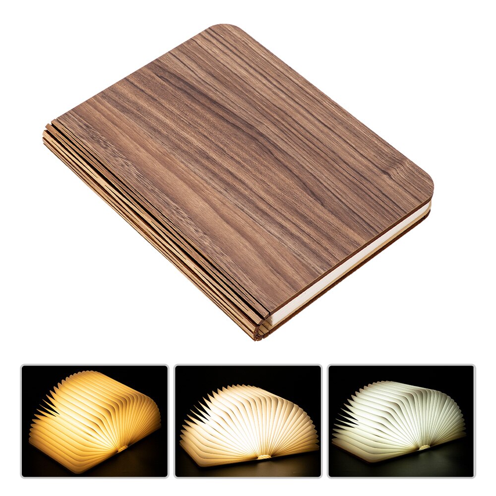 LED Wooden Book Lamp Reading light USB Bedside Table Lamp