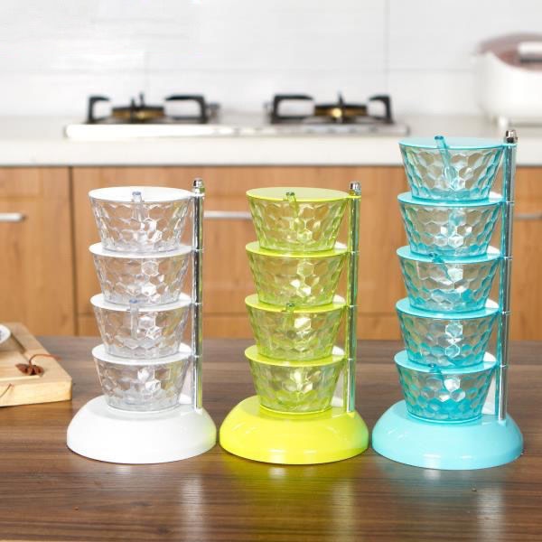 Vertical Rotatable Seasoning Box With Transparent Rotating Design