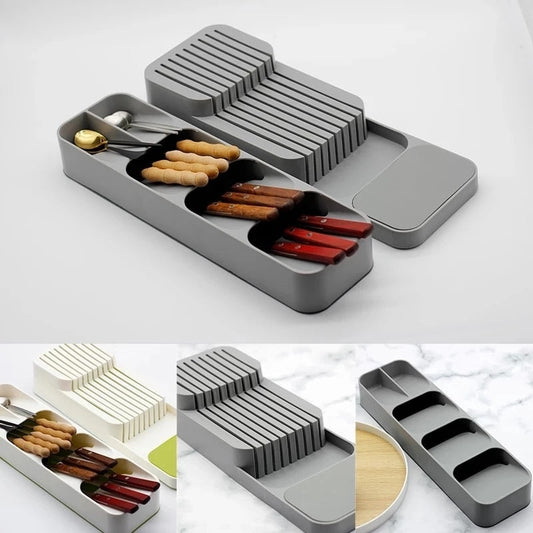 Cutlery Storage Tray Spice Holder Tableware Organizer Spoon Fork Storage Box Plastic Container plateau Knife Block Holder