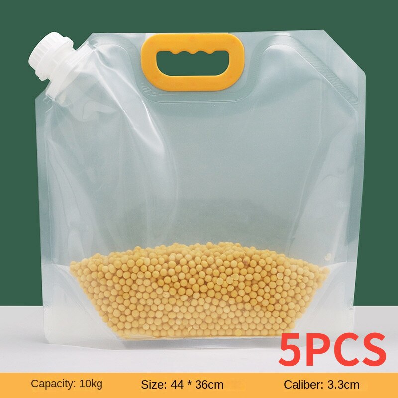 5/10PCsGrain Seal Bag Stand Up Storage Bag Refillable Food Sealing Bag