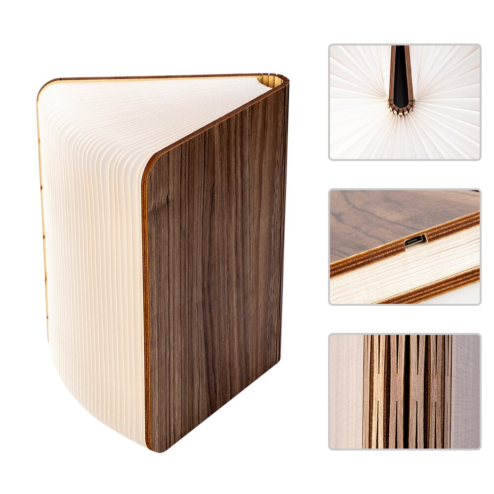 LED Wooden Book Lamp Reading light USB Bedside Table Lamp