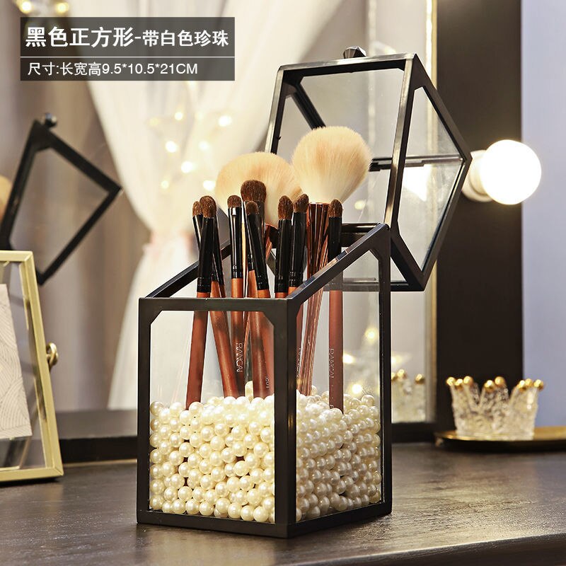 dust-proof eye shadow brush storage box with colorful pearls