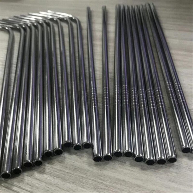 Straight Curved straw 304 stainless steel silver straw