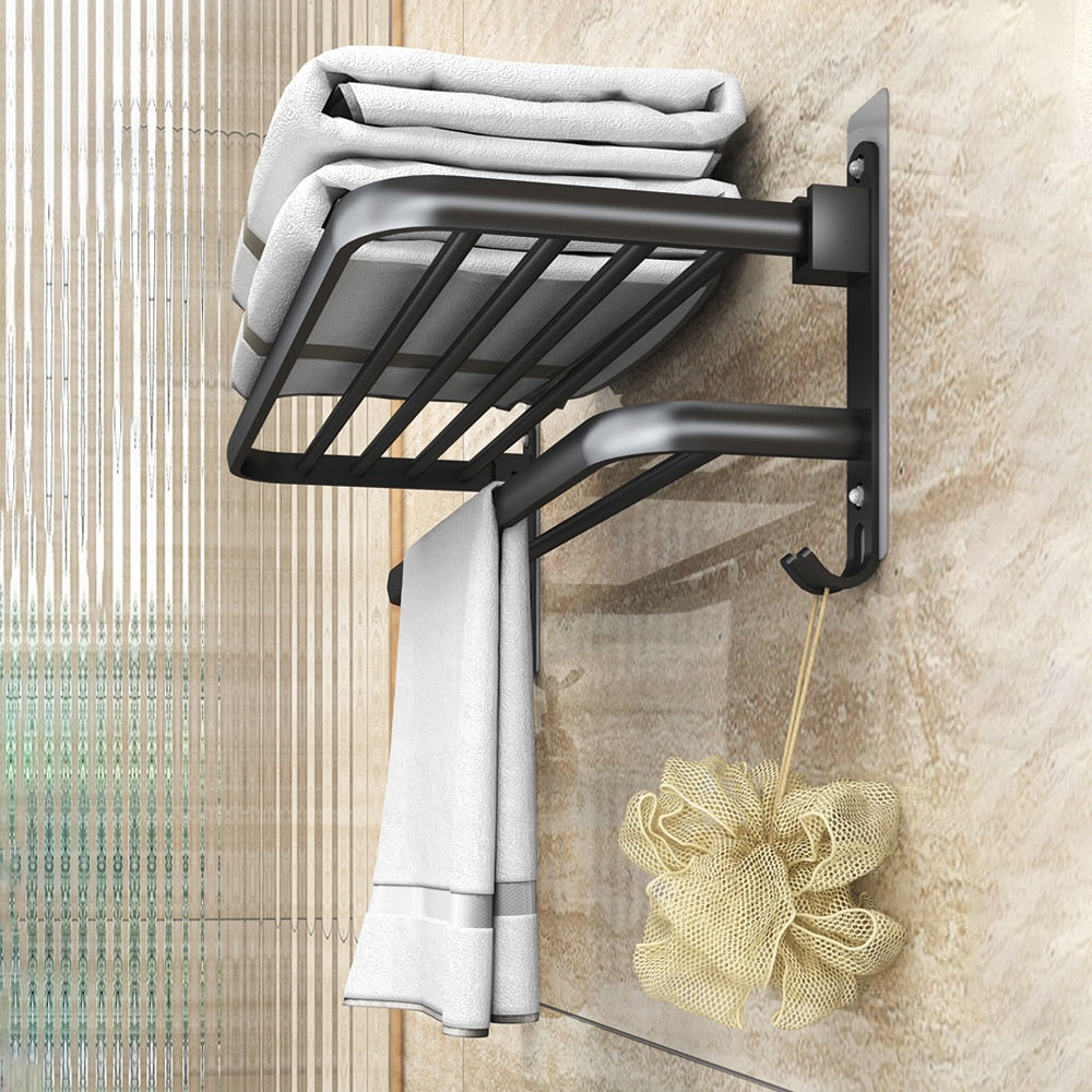 Wall Mount Rail Shower Hanger Aluminum Bar Shelf Bathroom Accessories