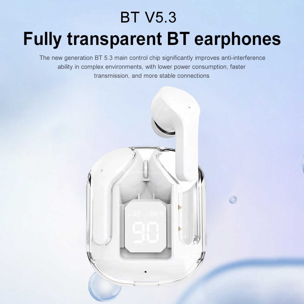 Wireless Earphones LED Power Digital Display Stereo Sound Bluetooth-compatible 5.3 for Sports Working