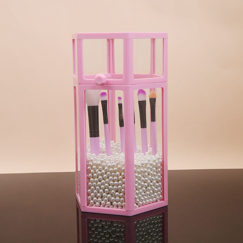 dust-proof eye shadow brush storage box with colorful pearls