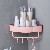 Triangle Storage Rack With Hooks Shampoo Shower Gel Storage Rack