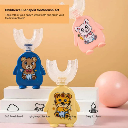 Cute Character 360 U Shaped Silicone Baby Toothbrush